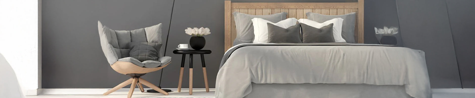 what color bed sheets go with grey walls