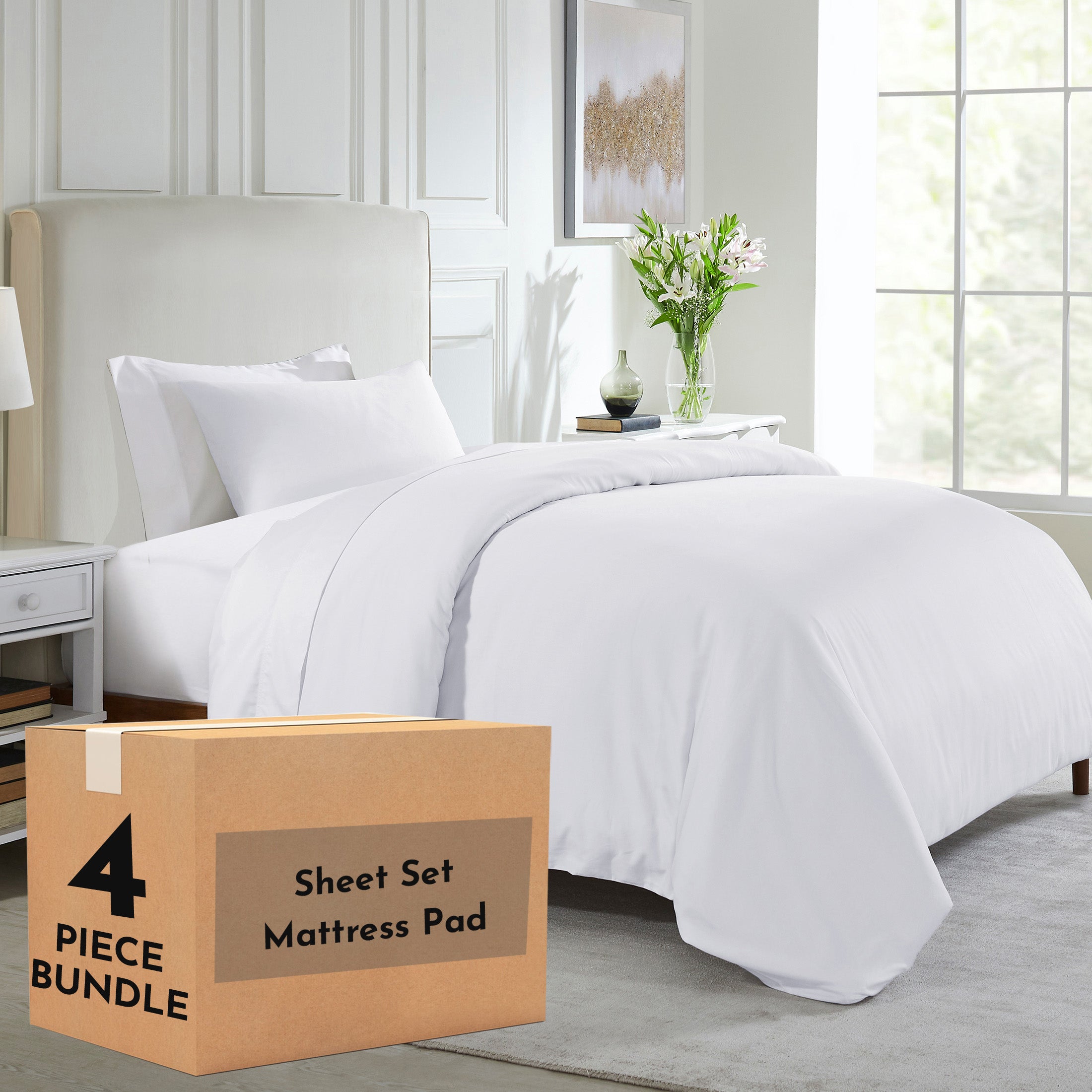 4 Piece Dorm Bed Comfort Combo (White) - California Design Den