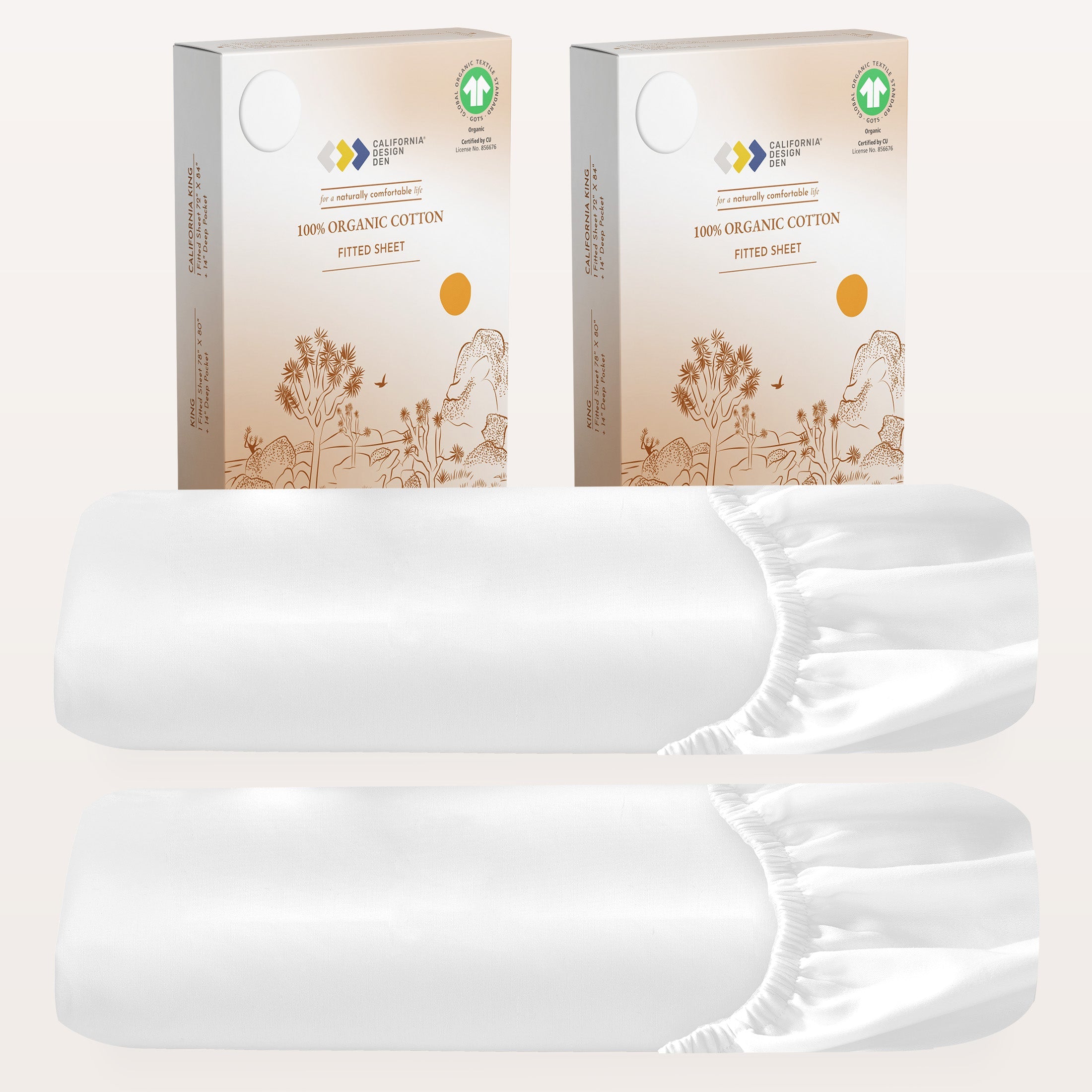 2-Pack Fitted Sheets Only - 100% Organic Cotton Percale