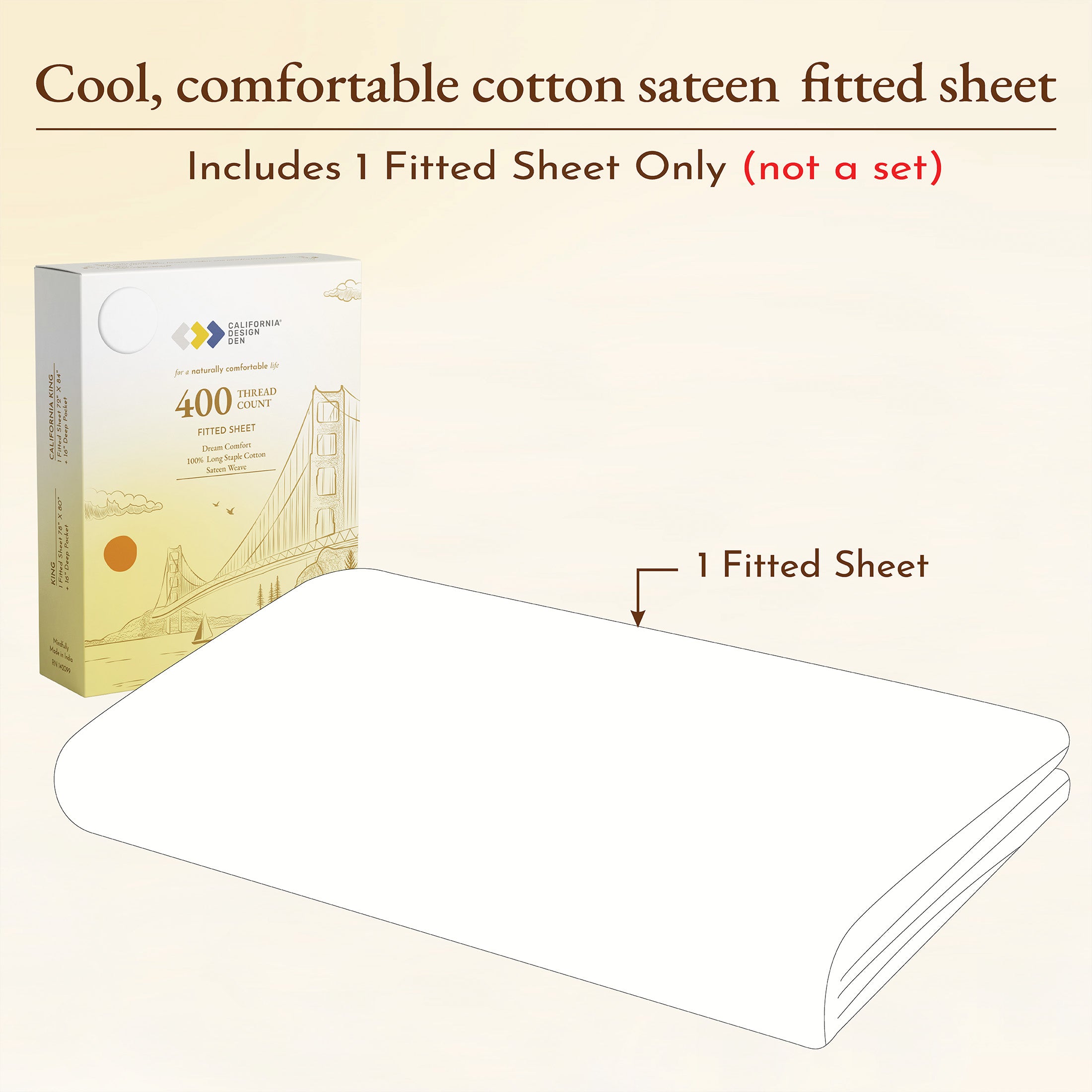 Fitted Sheet Only - 400 Thread Count - Dream Comfort